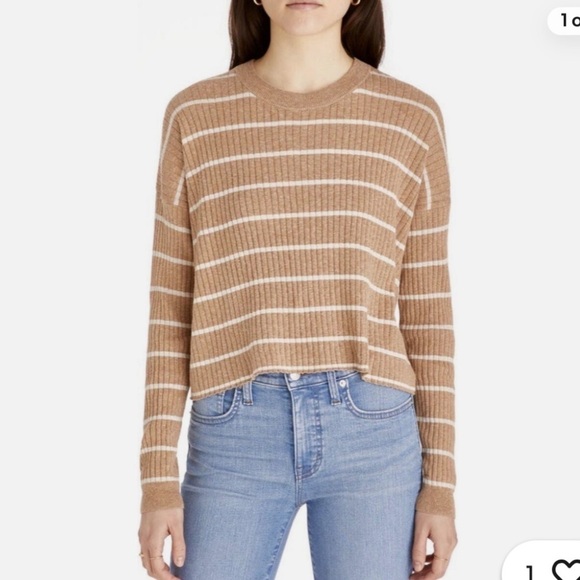 Madewell No Strings Attached Striped Crewneck Sweater - Picture 1 of 9